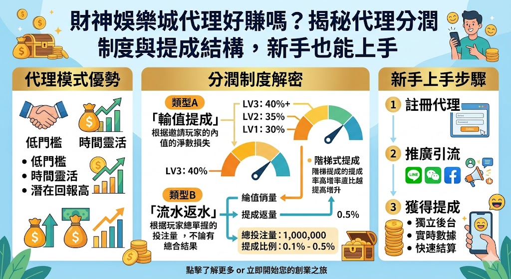 財神娛樂城代理好賺嗎？揭秘代理分潤制度與提成結構，新手也能上手